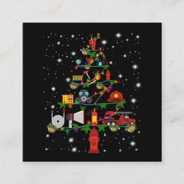 Tarjeta De Visita Cuadrada Regalo de bomberos | Diversión navideña de bombero (Anverso)