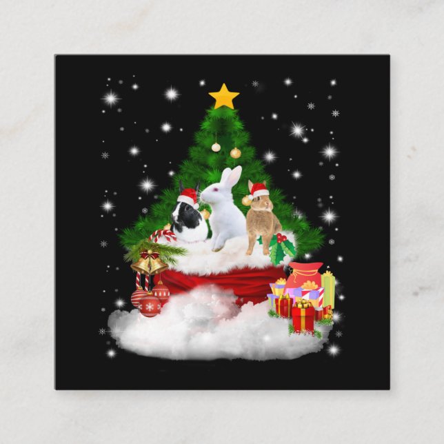 Tarjeta De Visita Cuadrada Regalo de conejo| Feliz regalo de Navidad a los Co (Anverso)