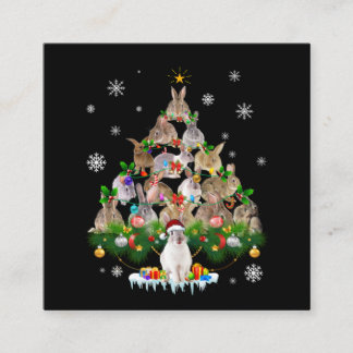 Tarjeta De Visita Cuadrada Regalo de conejo| Nieve de árbol de Navidad de con