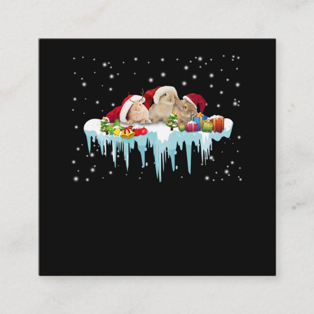 Tarjeta De Visita Cuadrada Regalo de conejo| Tres Navidades realmente encanta (Anverso)