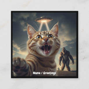 Tarjeta De Visita Cuadrada Regalo divertido de gato tomándose una selfie con