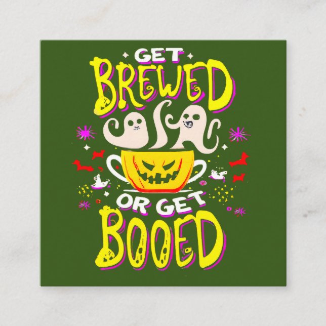 Tarjeta De Visita Cuadrada Regalo fiesta para el gracioso café de Halloween (Anverso)
