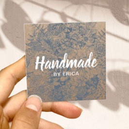 Tarjeta De Visita Cuadrada Regalo hecho a mano Vintage Floral Rustic Kraft