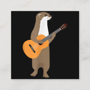 Tarjeta De Visita Cuadrada Regalo Otter  Guitarista de Animales de Guitarra