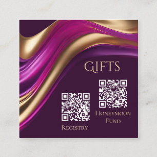 Tarjeta De Visita Cuadrada Registro de bodas y Fondo de Luna de Miel-Moderno-