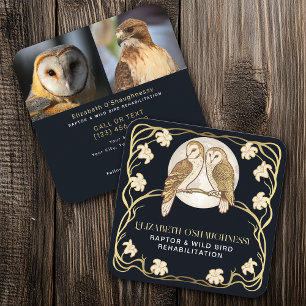 Tarjeta De Visita Cuadrada Rehabilitación de Aves Rapaces Art Nouveau