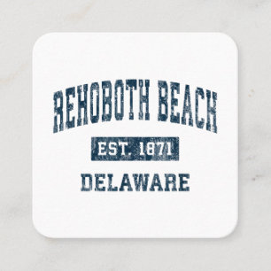 Tarjeta De Visita Cuadrada Rehoboth Beach Delaware DE Diseño Deportivo Vintag