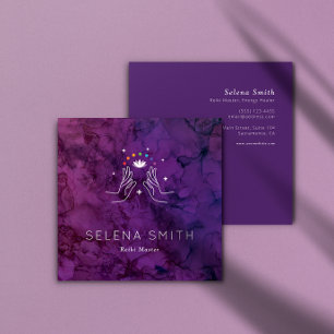 Tarjeta De Visita Cuadrada Reiki Business Card Square design con Chakras