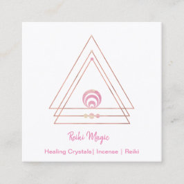 Tarjeta De Visita Cuadrada Reiki Magic Pink and Rosa Gold