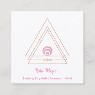 Tarjeta De Visita Cuadrada Reiki Magic Pink and Rosa Gold