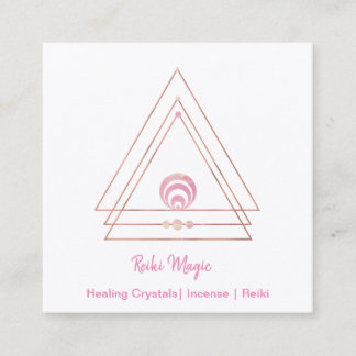 Tarjeta De Visita Cuadrada Reiki Magic Pink and Rosa Gold