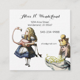 Tarjeta De Visita Cuadrada Reilaboración de Alicia Vintage en el país de las