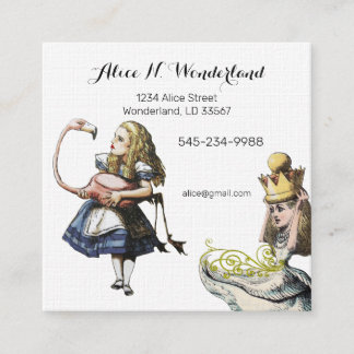 Tarjeta De Visita Cuadrada Reilaboración de Alicia Vintage en el país de las