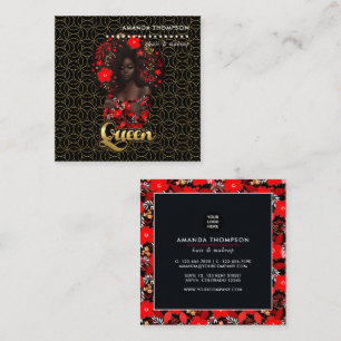 Tarjeta De Visita Cuadrada Reina Negra Belleza Moda