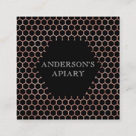 Tarjeta De Visita Cuadrada Relieve metalizado de oro rosa faux