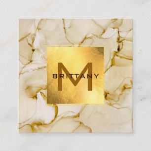 Tarjeta De Visita Cuadrada Relieve metalizado dorado Brown Beige personalizad