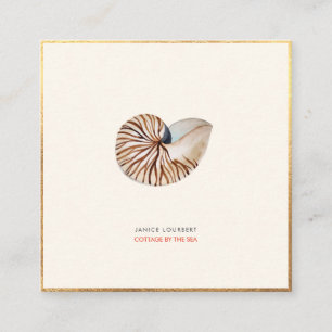 Tarjeta De Visita Cuadrada RELIEVE METALIZADO DORADO de PíxDezines, NAUTILUS,