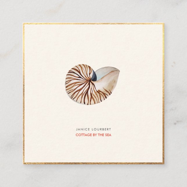 Tarjeta De Visita Cuadrada RELIEVE METALIZADO DORADO de PíxDezines, NAUTILUS, (Anverso)