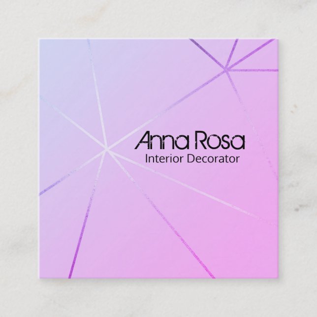 Tarjeta De Visita Cuadrada *~* Relieve metalizado dorado de Rosa geométrico r (Anverso)