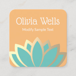 Tarjeta De Visita Cuadrada Relieve metalizado dorado Faux moderno Lotus Flowe