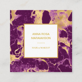 Tarjeta De Visita Cuadrada *~* Relieve metalizado dorado Glam Marble morado m