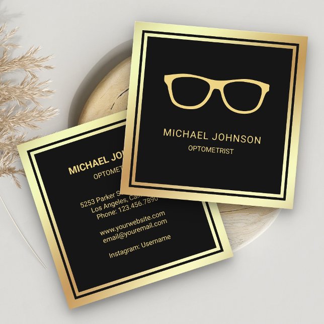 Tarjeta De Visita Cuadrada Relieve metalizado dorado negro Anteojos Médica of (Subido por el creador)