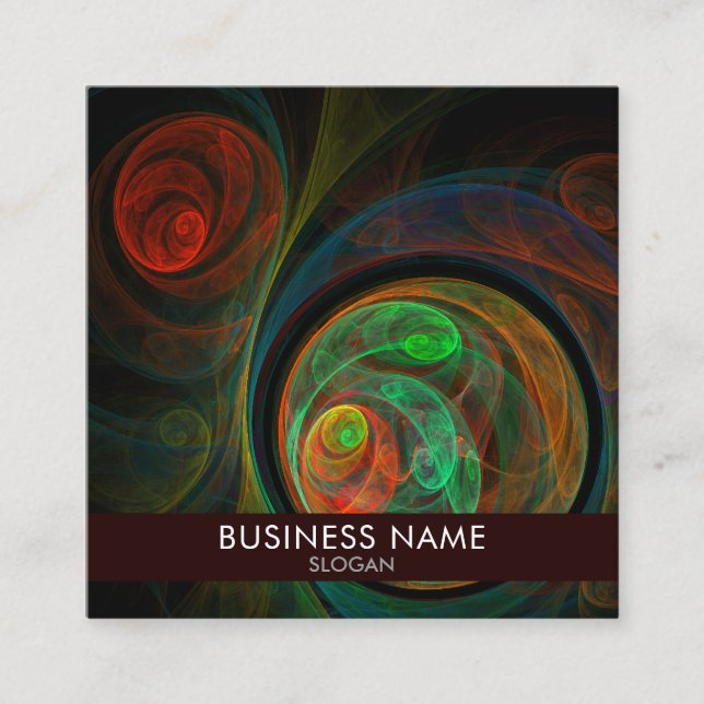 Tarjeta De Visita Cuadrada Renacer Green Abstract Art Professional (Anverso)