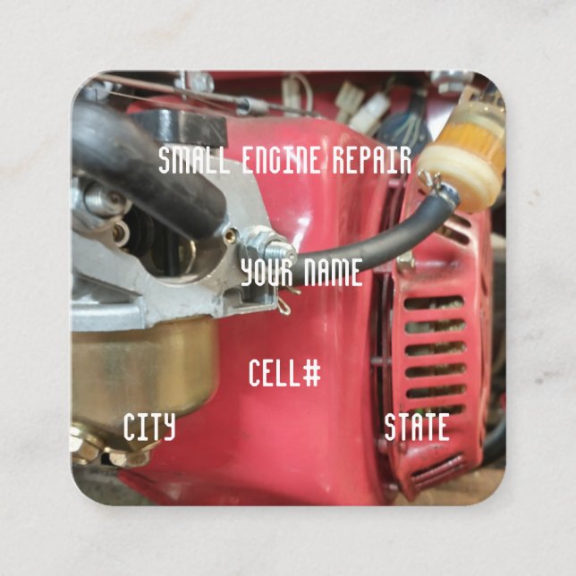Tarjeta De Visita Cuadrada Reparación del motor pequeño (Anverso)