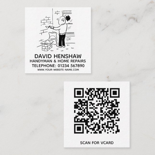 Tarjeta De Visita Cuadrada Reparaciones de Handyman y Hogar (Anverso / Reverso)