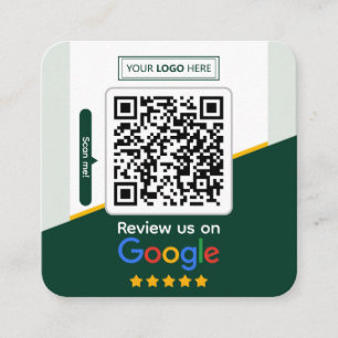 Tarjeta De Visita Cuadrada Reseñas de Google Código QR del enlace de reseña