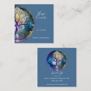 Tarjeta De Visita Cuadrada Resplandor Celestial   Árbol de la Vida