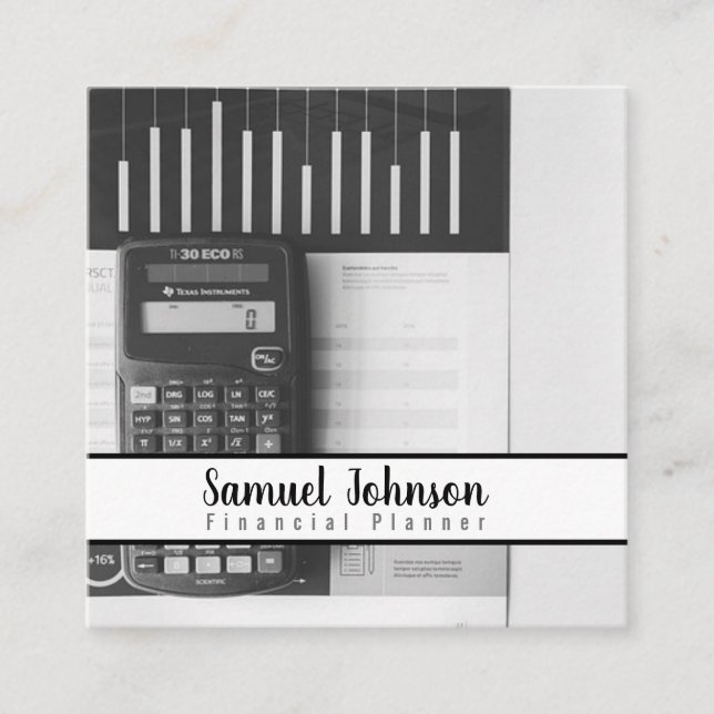 Tarjeta De Visita Cuadrada Responsable de Planificación Financiera Gestión de (Anverso)