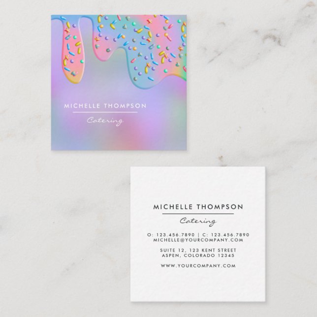 Tarjeta De Visita Cuadrada Restauración de alimentos (Anverso / Reverso)