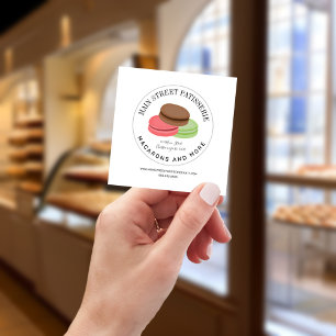 Tarjeta De Visita Cuadrada Restaurante Macarons Food Panadería