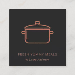 TARJETA DE VISITA CUADRADA RESTAURANTE MÍNIMO DE TERRACOTA POT COMIDA CHEF CU