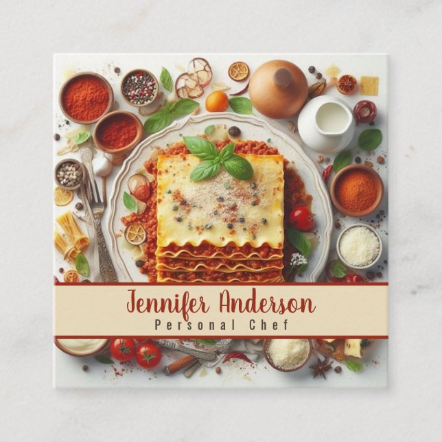 Tarjeta De Visita Cuadrada Restaurante Sous Chef Personal (Anverso)