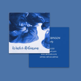 Tarjeta De Visita Cuadrada Resumen acuarela azul cuadrado profesional blanco