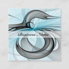 Tarjeta De Visita Cuadrada Resumen Antracita Gris Azul azul arte fractal mode