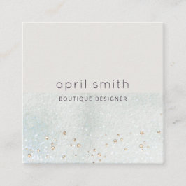 Tarjeta De Visita Cuadrada Resumen Aqua Blue Brush Stoke acuarela brillante