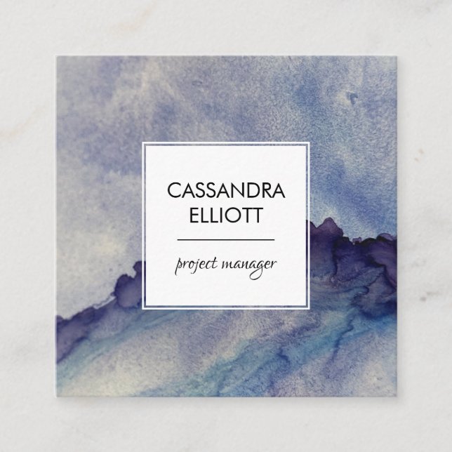 Tarjeta De Visita Cuadrada Resumen Arte Líquido De Tinta De Alcohol Púrpura A (Anverso)