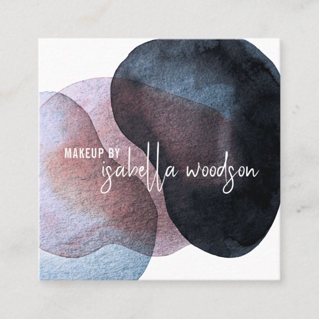 Tarjeta De Visita Cuadrada Resumen Artista etéreo de maquillaje (Anverso)