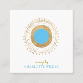 Tarjeta De Visita Cuadrada Resumen Artista Verde azulado de maquillaje de Cír