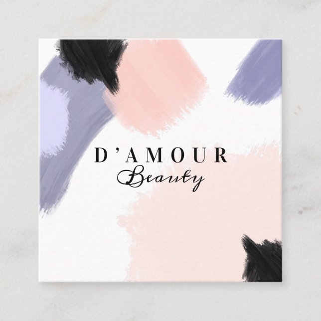 Tarjeta De Visita Cuadrada Resumen artístico y moderno Pincel de pinturas (Anverso)
