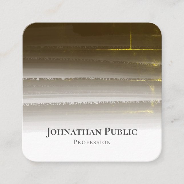Tarjeta De Visita Cuadrada Resumen de acuarela de oro profesional elegante (Anverso)