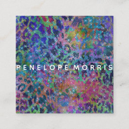 Tarjeta De Visita Cuadrada Resumen de impresión animal Purpurina Estilista de