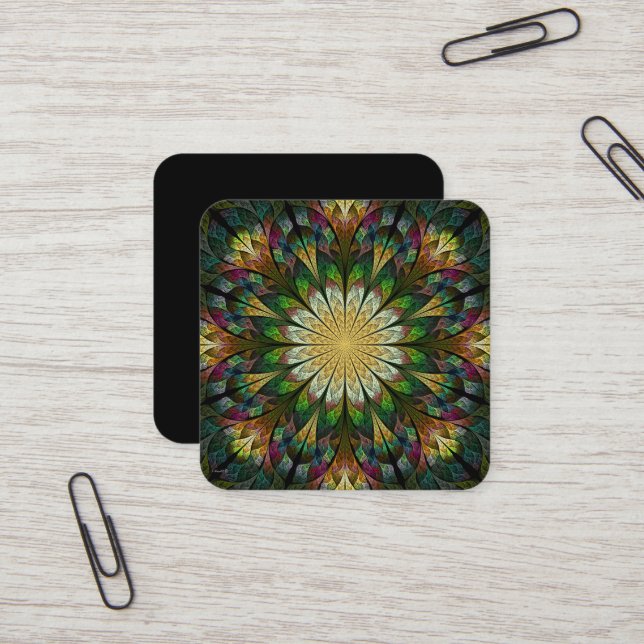 Tarjeta De Visita Cuadrada Resumen de la flor acartonada (Anverso/Reverso In Situ)