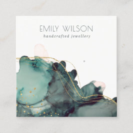 Tarjeta De Visita Cuadrada Resumen de la pantalla de empollamiento verde de t