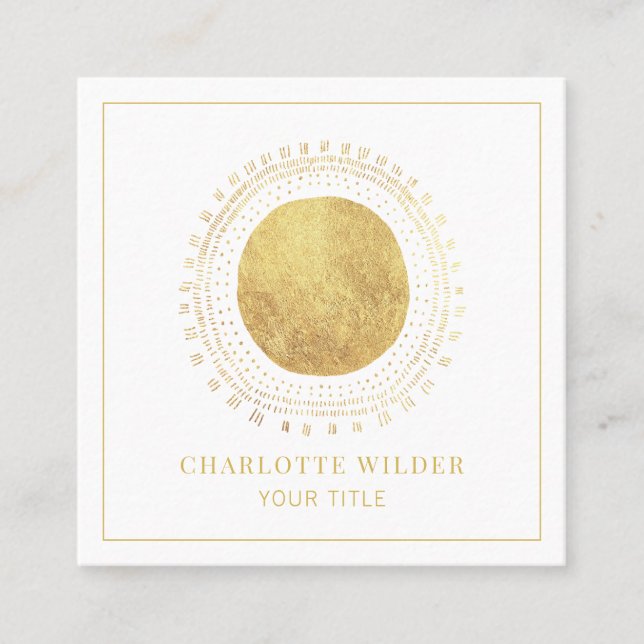 Tarjeta De Visita Cuadrada Resumen de la plaza del círculo del Relieve metali (Anverso)