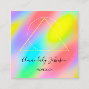 Tarjeta De Visita Cuadrada Resumen de la plaza moderna del arcoiris holográfi