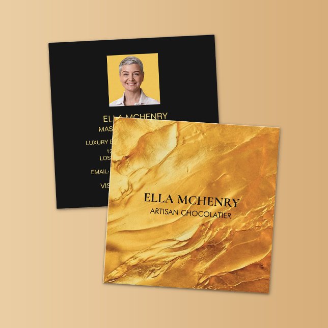 Tarjeta De Visita Cuadrada Resumen De Lujo Grueso Suavemente Gold Square Busi (Subido por el creador)